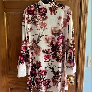 White floral high neck dress Parisian collection